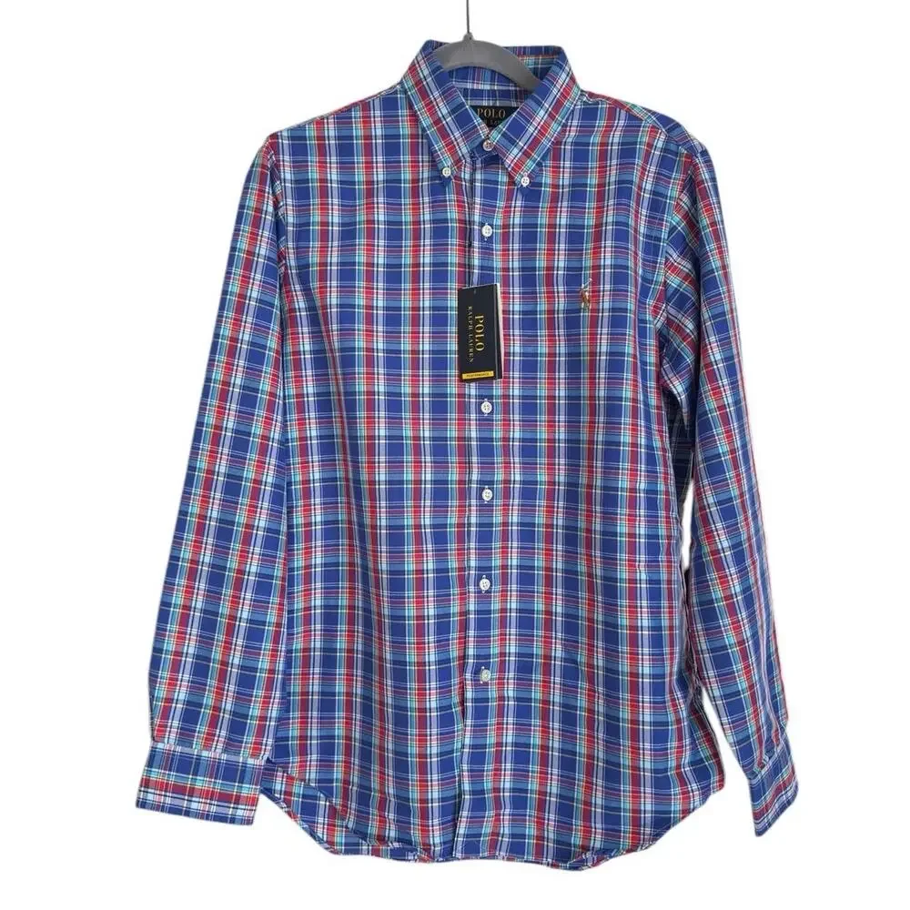 Polo Ralph Lauren Classic Fit Performance Shirt Mens S, Blue Plaid | NEW $138 - Picture 2 of 3